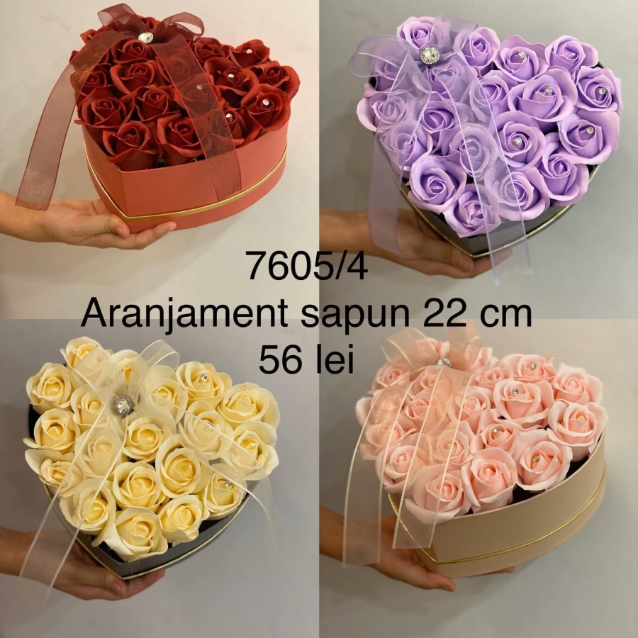 Aranjament flori de săpun in cutie 7605/4 Rosu