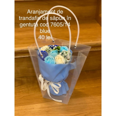 Aranjament flori de săpun in gentuta 7605-14  Blue