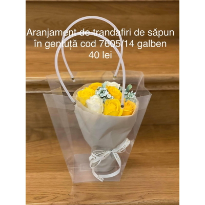 Aranjament flori de săpun in gentuta 7605-14 Galben