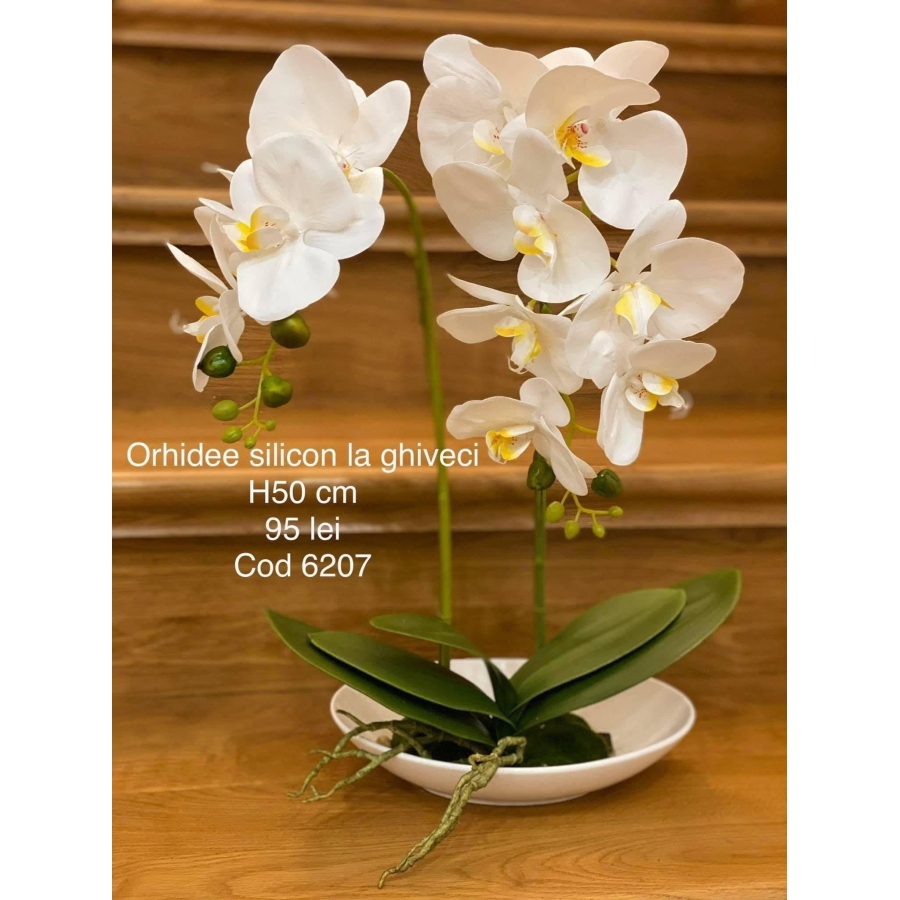Aranjament orhidee silicon la ghiveci cod 6207 mare