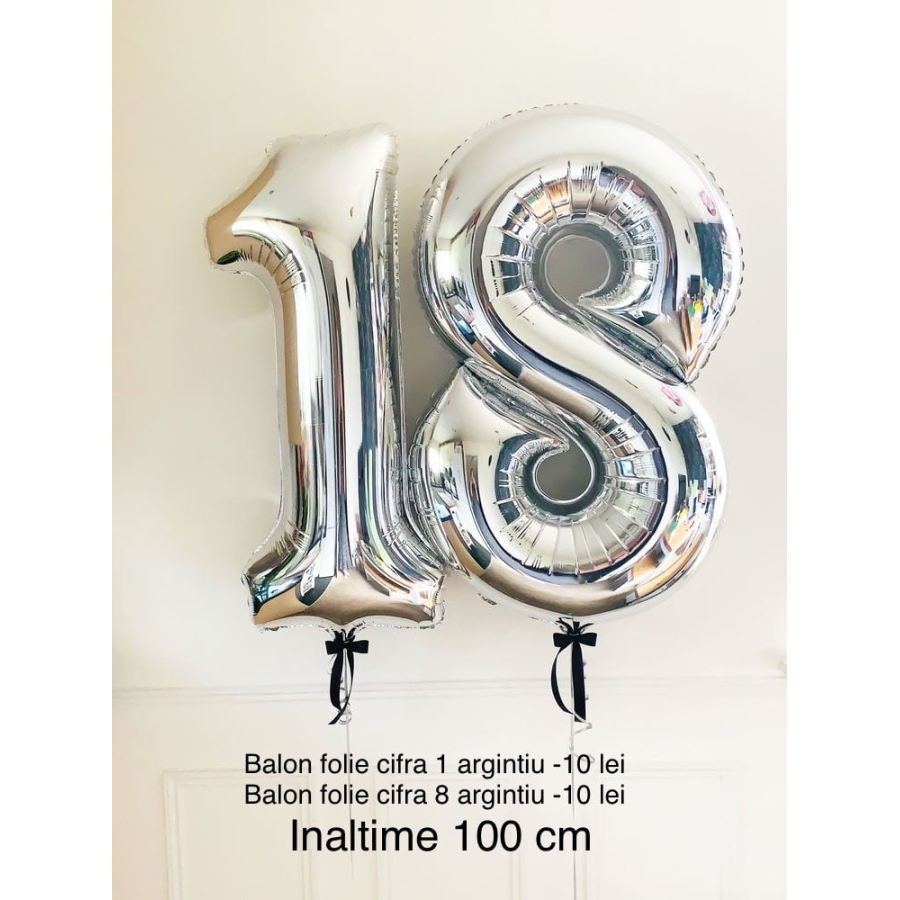 Balon folie  cifra  1  argintiu 100 cm