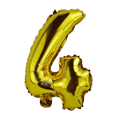 Balon folie  cifra 4   auriu 41 cm