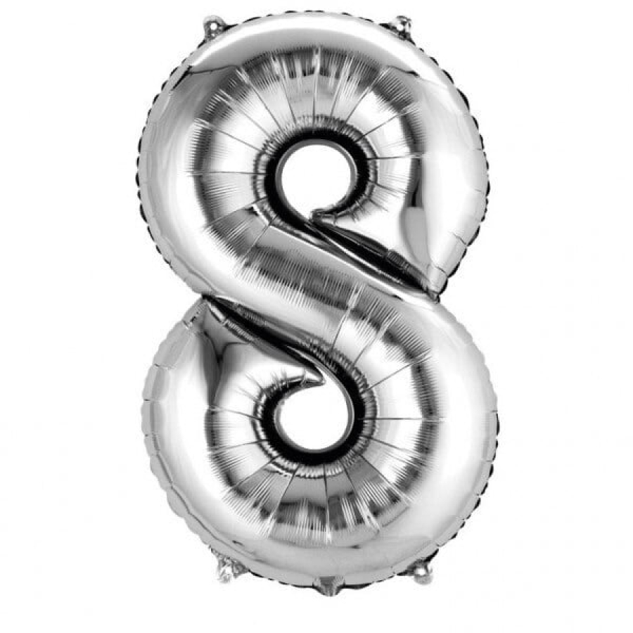 Balon folie  cifra 8 argintiu 41 cm