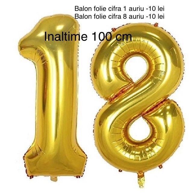 Balon folie  cifra  8 auriu 100 cm