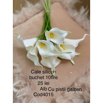 Buchet 10 fire cale silicon Latex real touch Cod 4015 alb