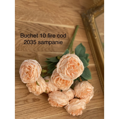 Buchet 10 fire trandafiri si hortensii cod 2035 sampanie
