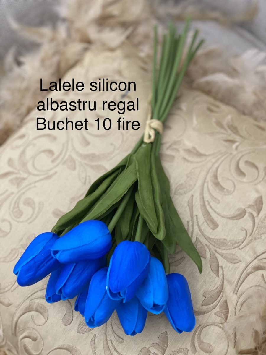 Buchet 10 lalele silicon Albastru regal