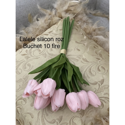 Buchet 10 lalele silicon roz