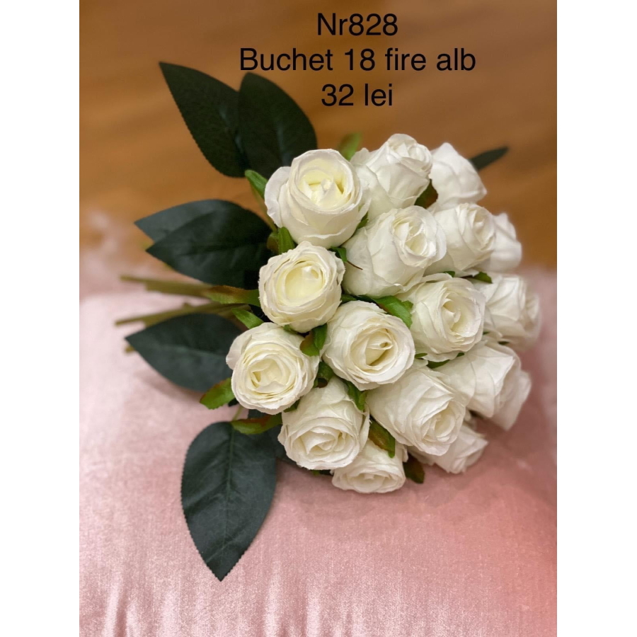 Buchet 18 fire de trandafiri cod 828  Alb
