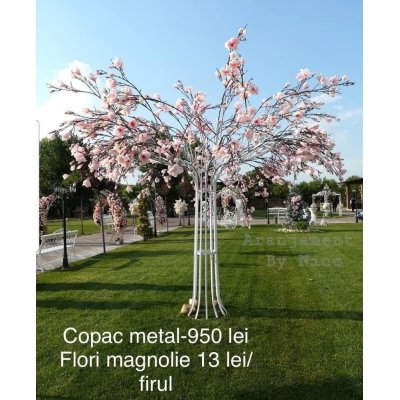 Copac metal central inaltime 2.8 m cu flori magnolie roz