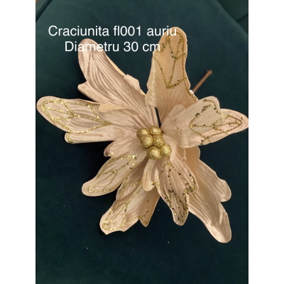 Craciunita catifea diametru 30 cm cod fl001 auriu