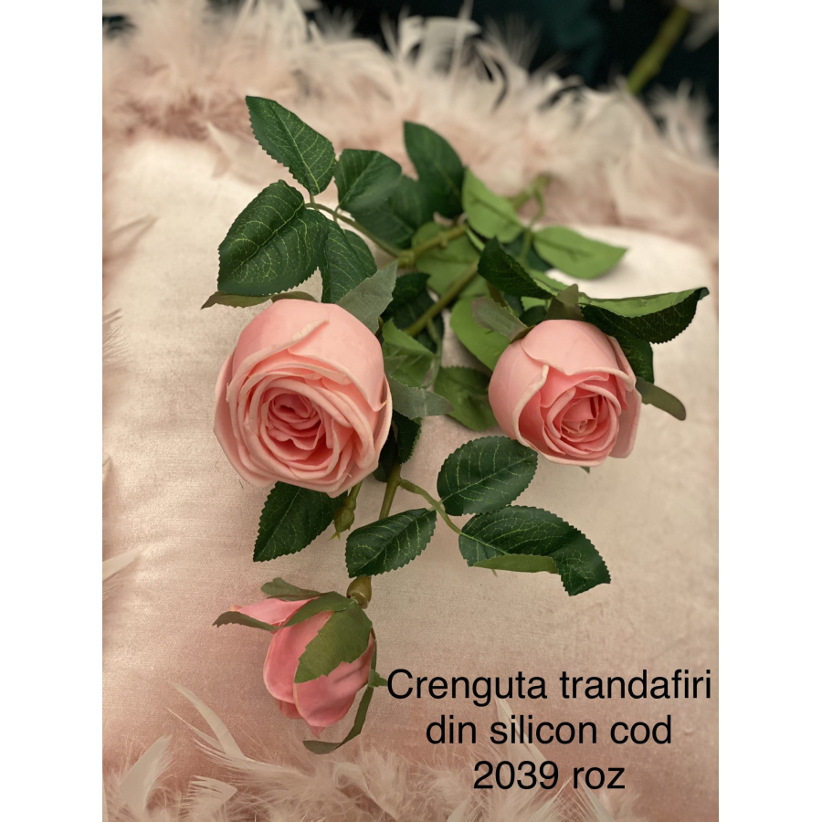 Crenguta trandafiri din silicon real touch cod 2039 Roz