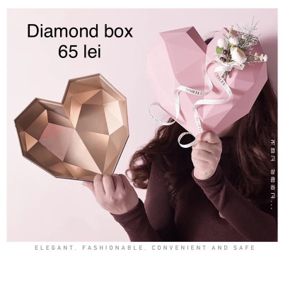 Cutie inima plastic diamond box roz