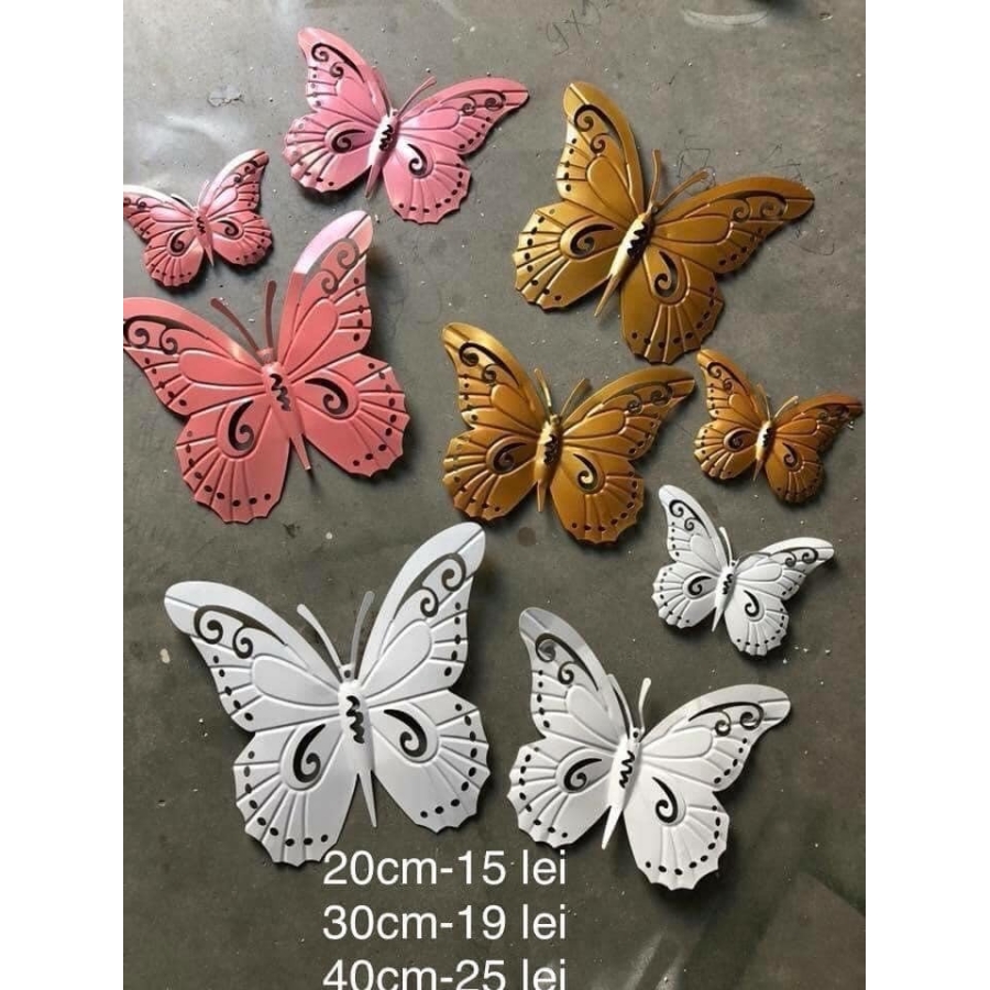 Fluture din metal alb mare  40 cm