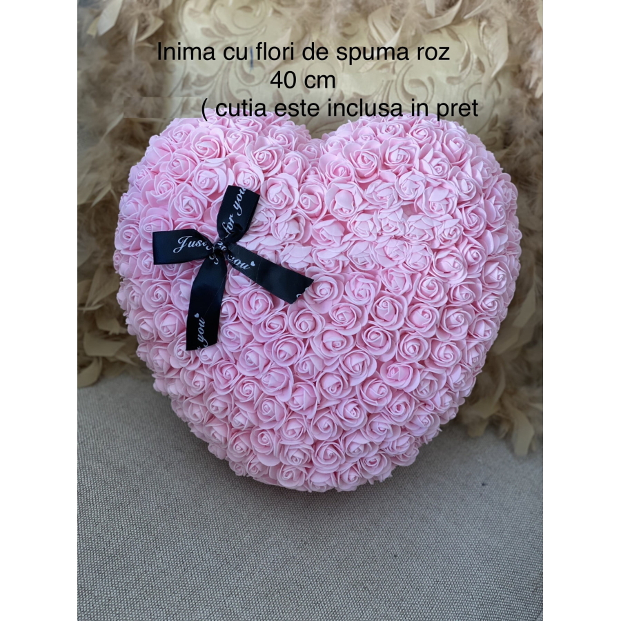 Inima de spuma 40 cm roz( cutia inclusa)