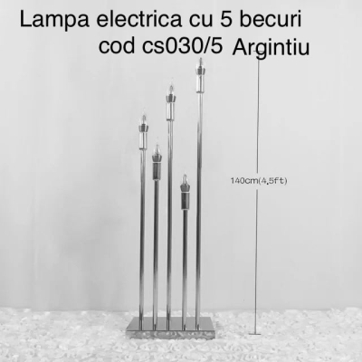 Lampa electrica cu 5 becuri cod cs030/5 argintiu