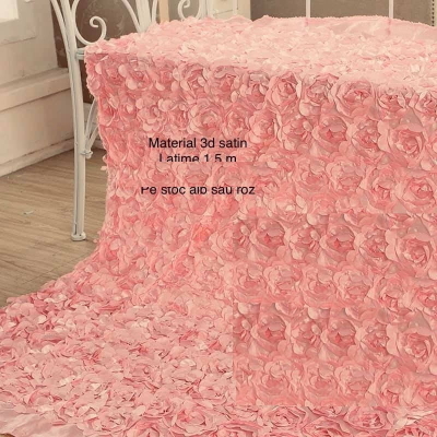 Material satin 3d roz latime 1.5 m
