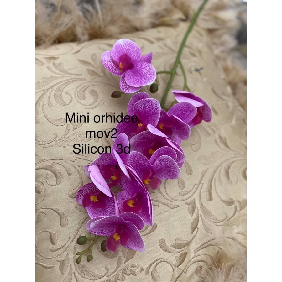 Mini orhidee silicon cu 3 tije Cod mov2