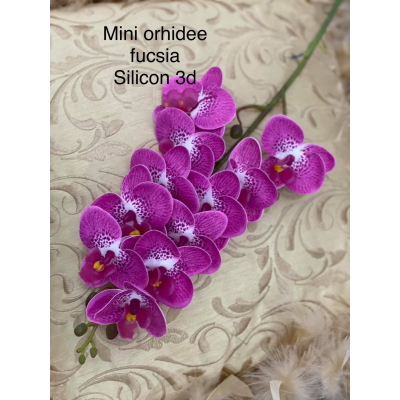 Mini orhidee silicon cu 3 tije FUCSIA