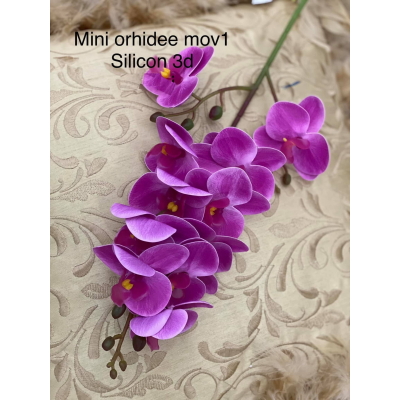 Mini orhidee silicon cu 3 tije Mov1