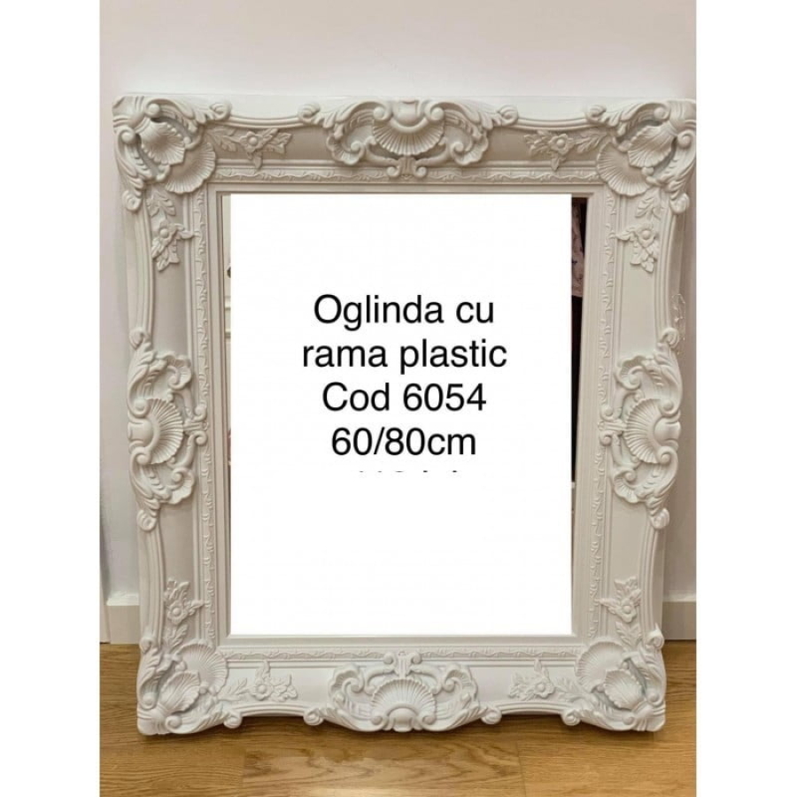 Oglinda clasica cu rama de plastic cod 6054 alb