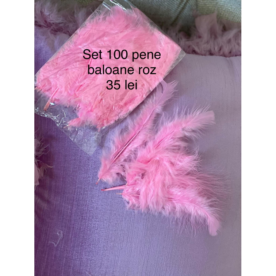 Set 100 pene pentru baloane roz pal