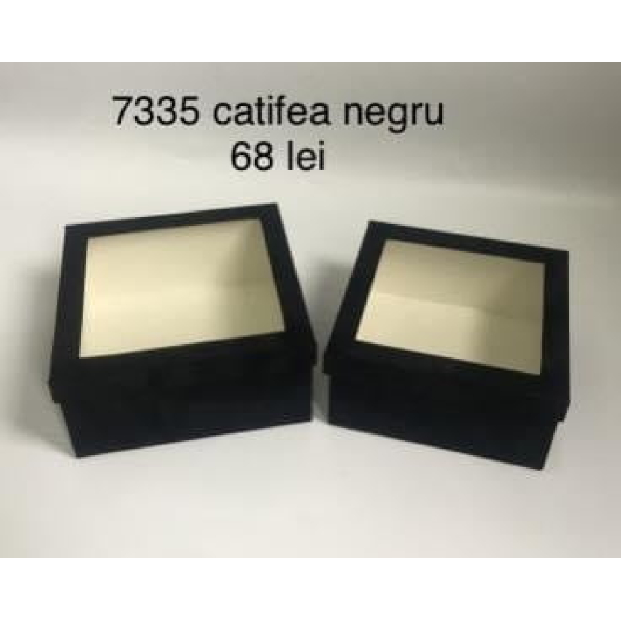Set 2 cutii marimi diferite din catifea cod 7335 Negru