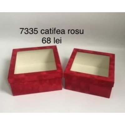 Set 2 cutii marimi diferite din catifea cod 7335 Rosu