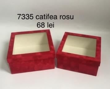 Set 2 cutii marimi diferite din catifea cod 7335 Rosu