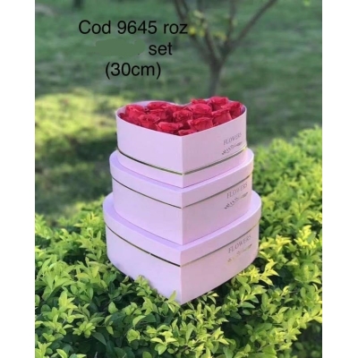 Set 3 cutii inima cod 9645 roz