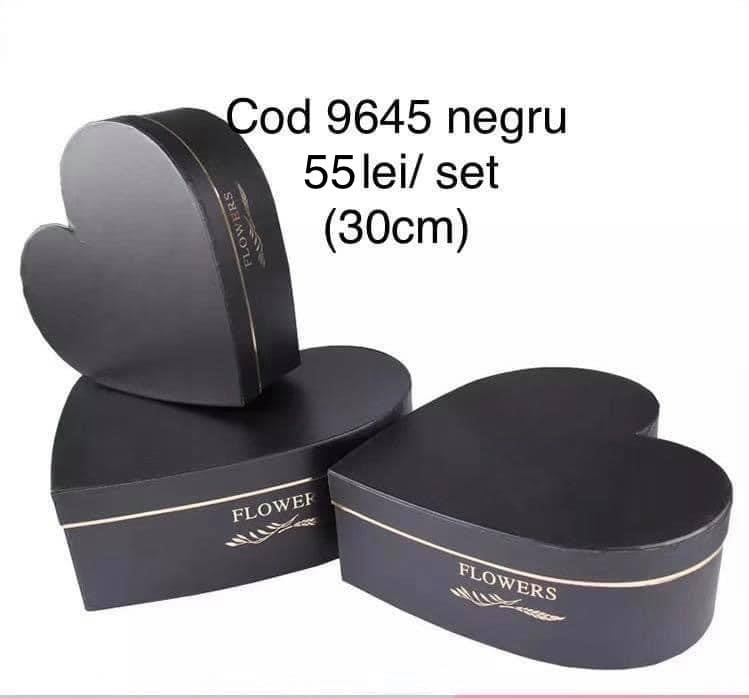 Set 3 cutii inima (marimi diferite)cod 9645 negru