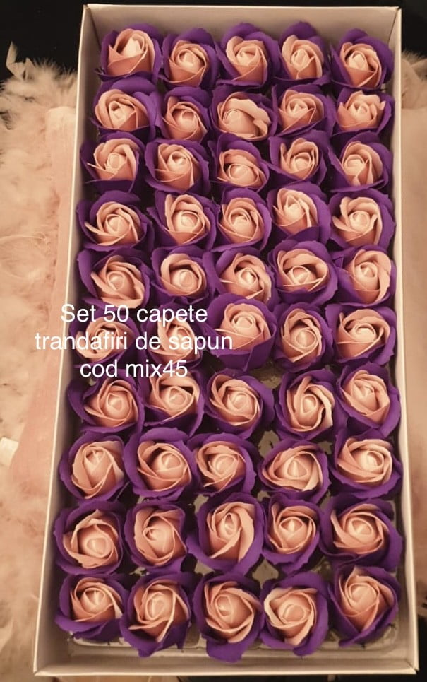 Set 50 capete trandafiri de sapun 5 cm cod mix45