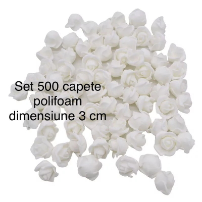 Set 500 capete trandafiri polifoam diametru 3 cm alb