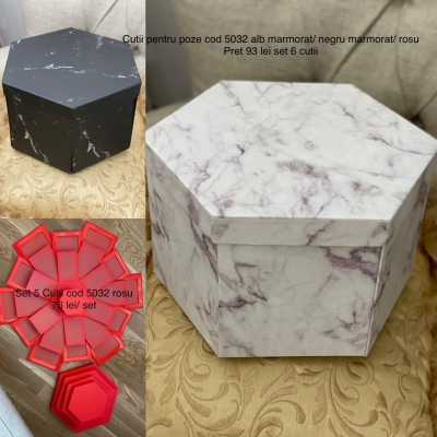 Set 6 cutii suprise box pentru fotografii cos 5032 alb marmorat