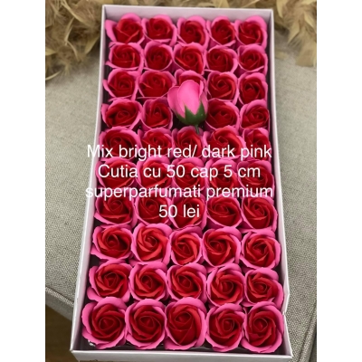 Trandafiri de săpun premiu super parfumați mix bright red/dark pink