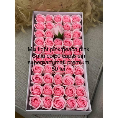 Trandafiri de săpun premiu super parfumați mix light pink/peach pink