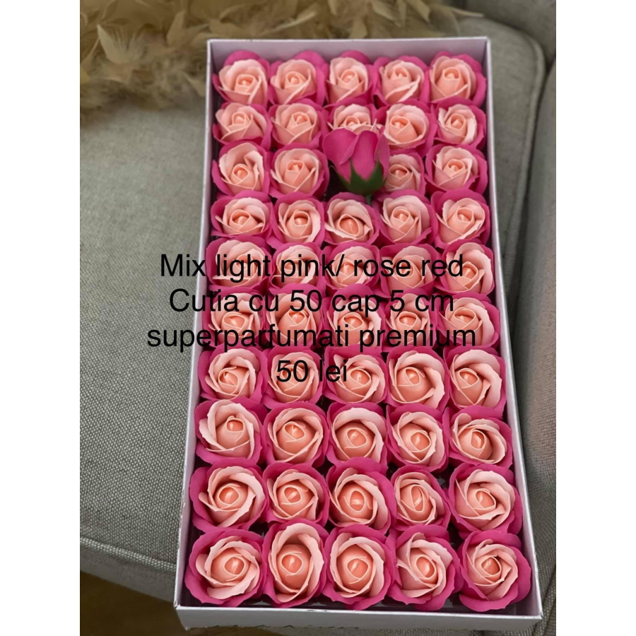 Trandafiri de săpun premiu super parfumați mix light pink/roze red
