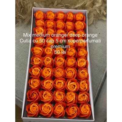 Trandafiri de săpun premiu super parfumați mix medium orange/deep orange