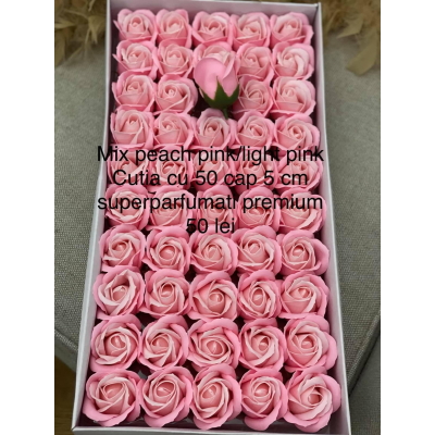 Trandafiri de săpun premiu super parfumați mix peach pink/ light pink