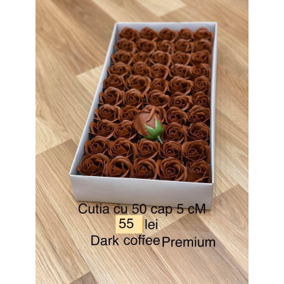 Trandafiri de sapun superparfumati 5 cm -50 cap la cutie deep cofee ciocolata
