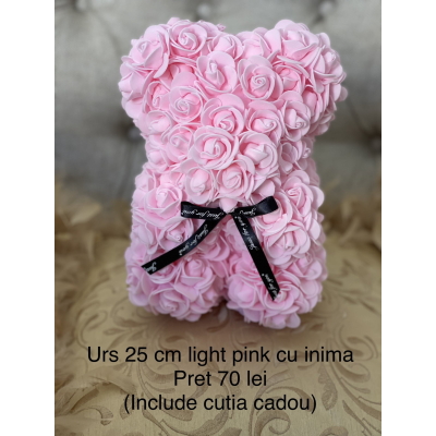 Urs 25 cm light pink roz pal (cutie inclusa