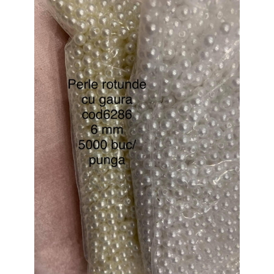 perle cu gaura 6mm (5000 buc) cod 6286 alb