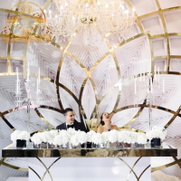 Panou decoraiv sala de nunti LOTUS mic auriu 2.3m inaltime x 3.3 m latime