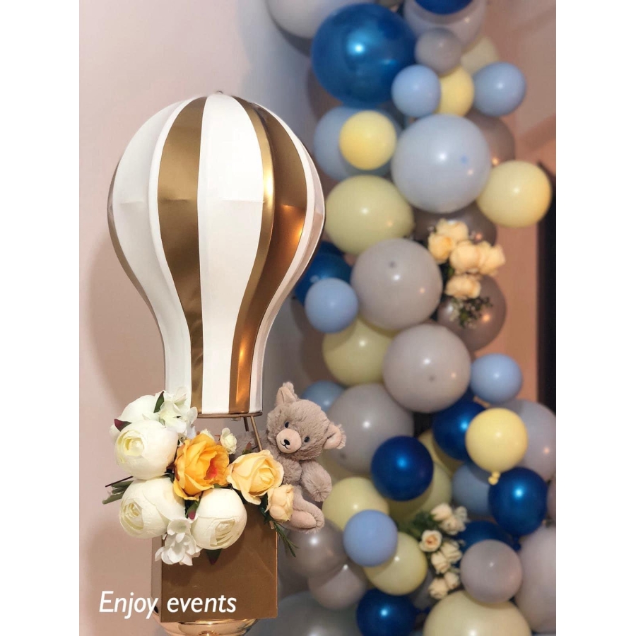 Balon decorativ inaltime 70 cm cu nacela auriu