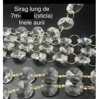 Sirag de cristal lungime 7 m cu inele argintii penytru sali de evenimente