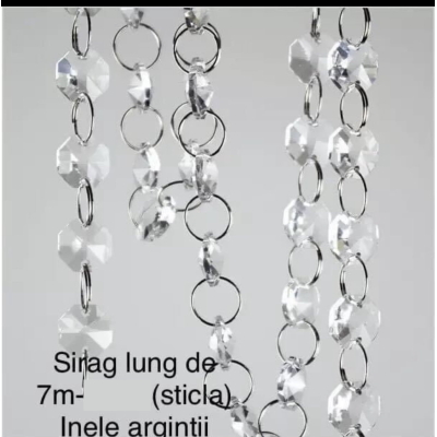 Sirag de cristal lungime 7 m cu inele argintii
