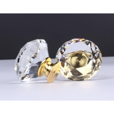 Maner buton din cristal cu insertii metal aurii