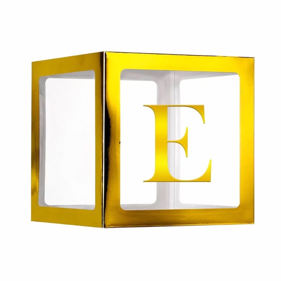 Set de cutii decorative cu litere "Love". Decoratiuni evenimente. Cutii aurii online. Litera "E"