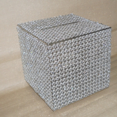 Cutie dar cristale cub 40cm 1841 argintiu mare