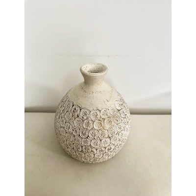 Vaza ceramica alb auriu 22x17 cm